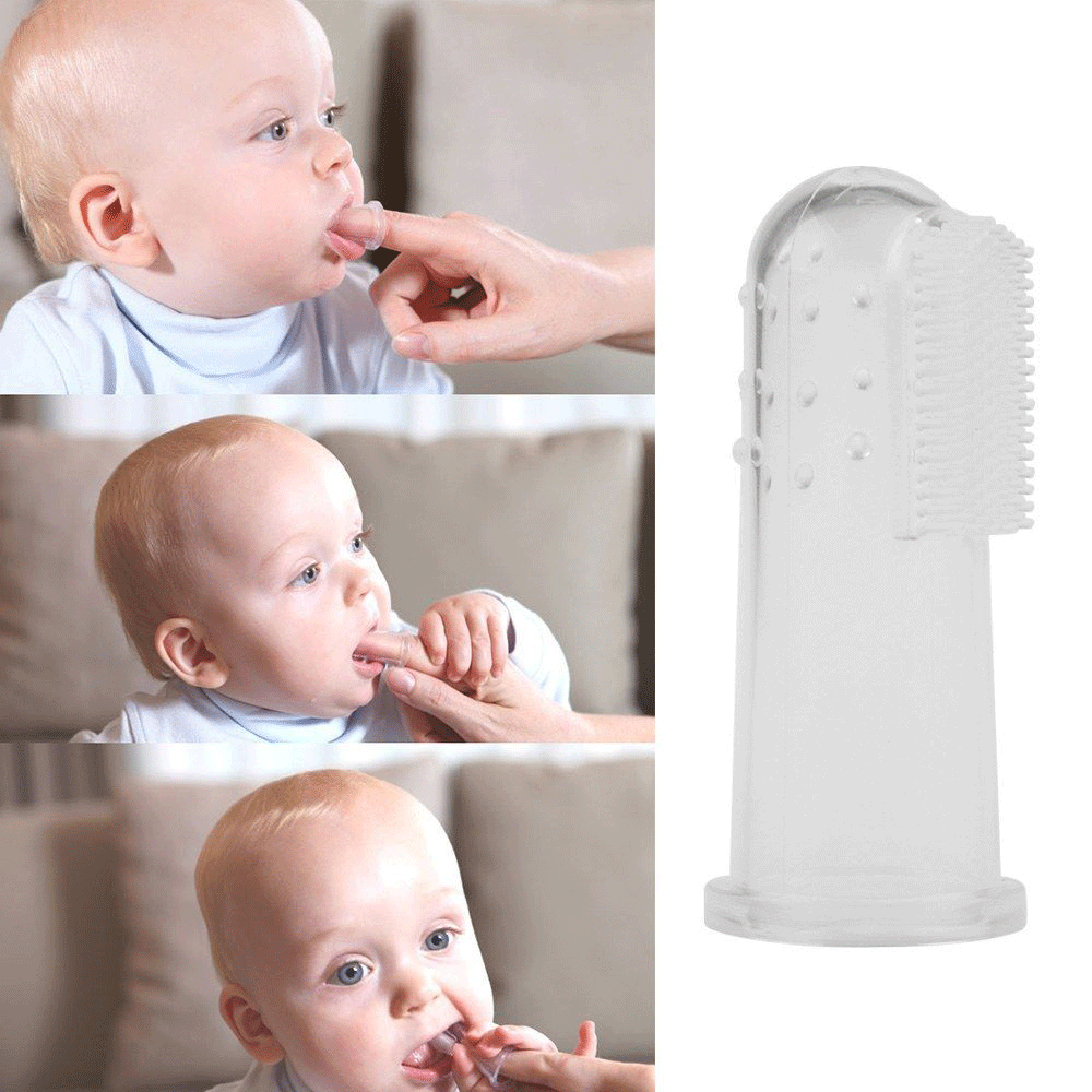 Чистка зубов у детей сликоновым напальчником